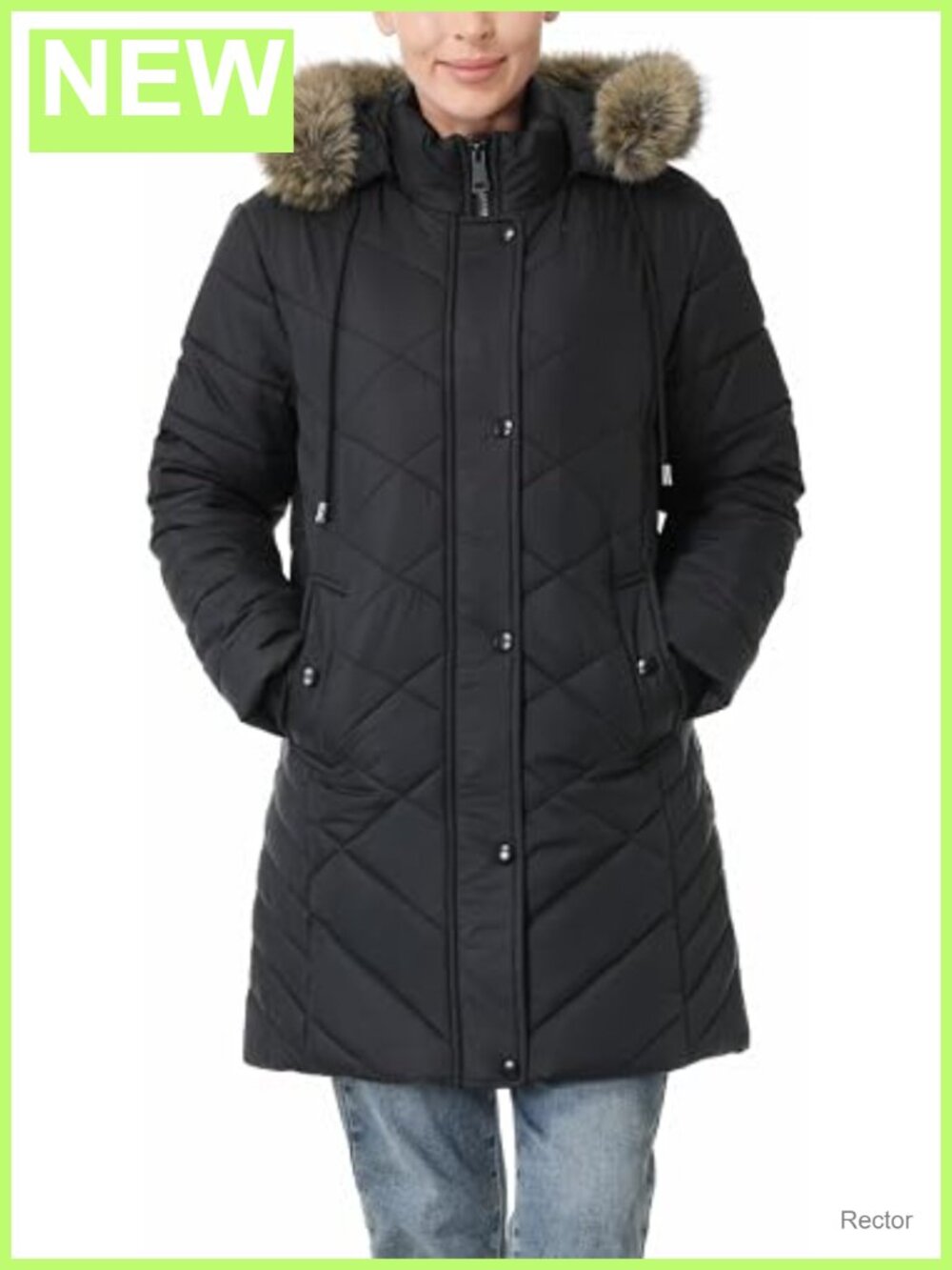 Long Warm Winter Down Jacket Fleece Lined Hooded Quilted Coat - Picture 5 of 6